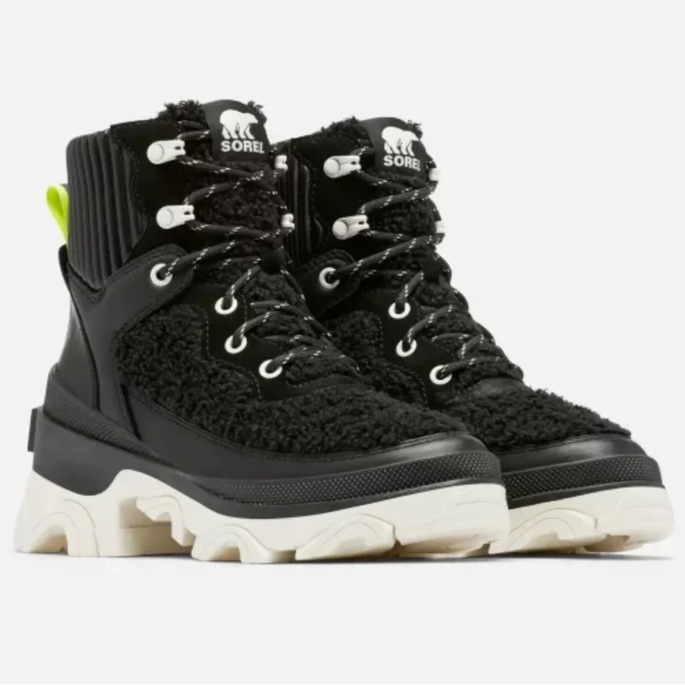 Sorel Brex Boot Cozy Lace in Black, Sea Salt - Picture 1 of 11